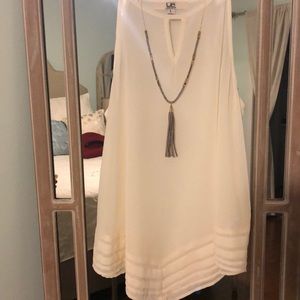 Ya Los Angeles Ivory Tank with Diagonal Hemline